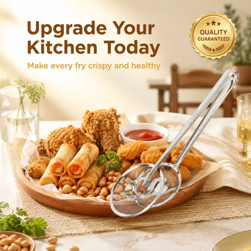 ๐ฅ 50% OFF 2-in-1 Stainless Steel Frying Filter Tongs โ Clip, Drain & Serve Easily