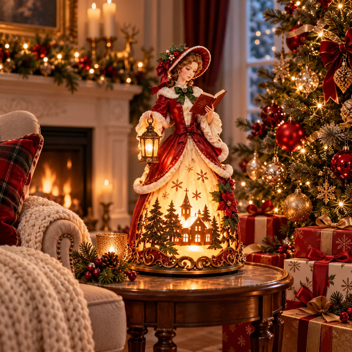 🎄 Victorian Christmas Caroler Lady Lamp™ – Lighted Holiday Tabletop Decor