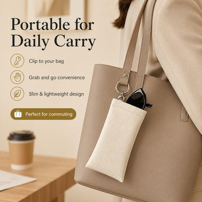 Soft PU Leather Sunglasses Pouch Elastic Opening Eyeglasses Bag