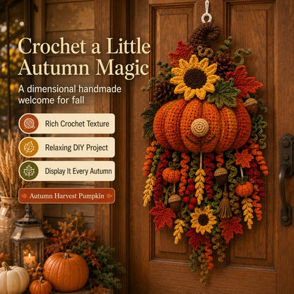 🎃Halloween Early Bird Special Sale 49% OFF-🧶 DIY Seasonal 3D Crochet Door Hanger Kit Collection | ⏳Coordinated Yarn, Filling, Accessories & Step-by-Step Instructions Included 💕