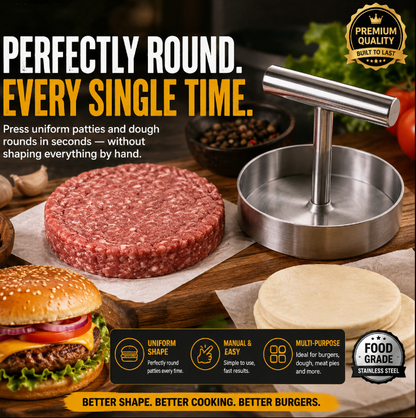 🍔 BBQ FAVORITE | Manual Burger Patty Press – Uniform Round Patties for Grilling, Meal Prep & Home Cooking