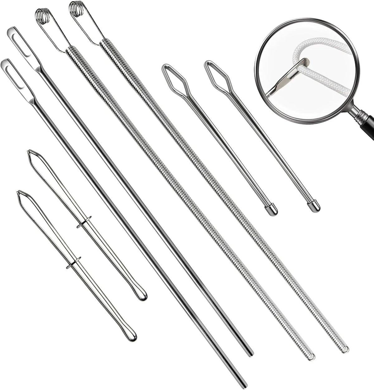 🔥49% OFF 2Pcs Flexible Drawstring Threading Tool 🧵 Bendable Metal Spring Threader for Hoodies Pants Shoelaces