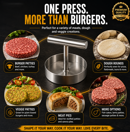 🍔 BBQ FAVORITE | Manual Burger Patty Press – Uniform Round Patties for Grilling, Meal Prep & Home Cooking