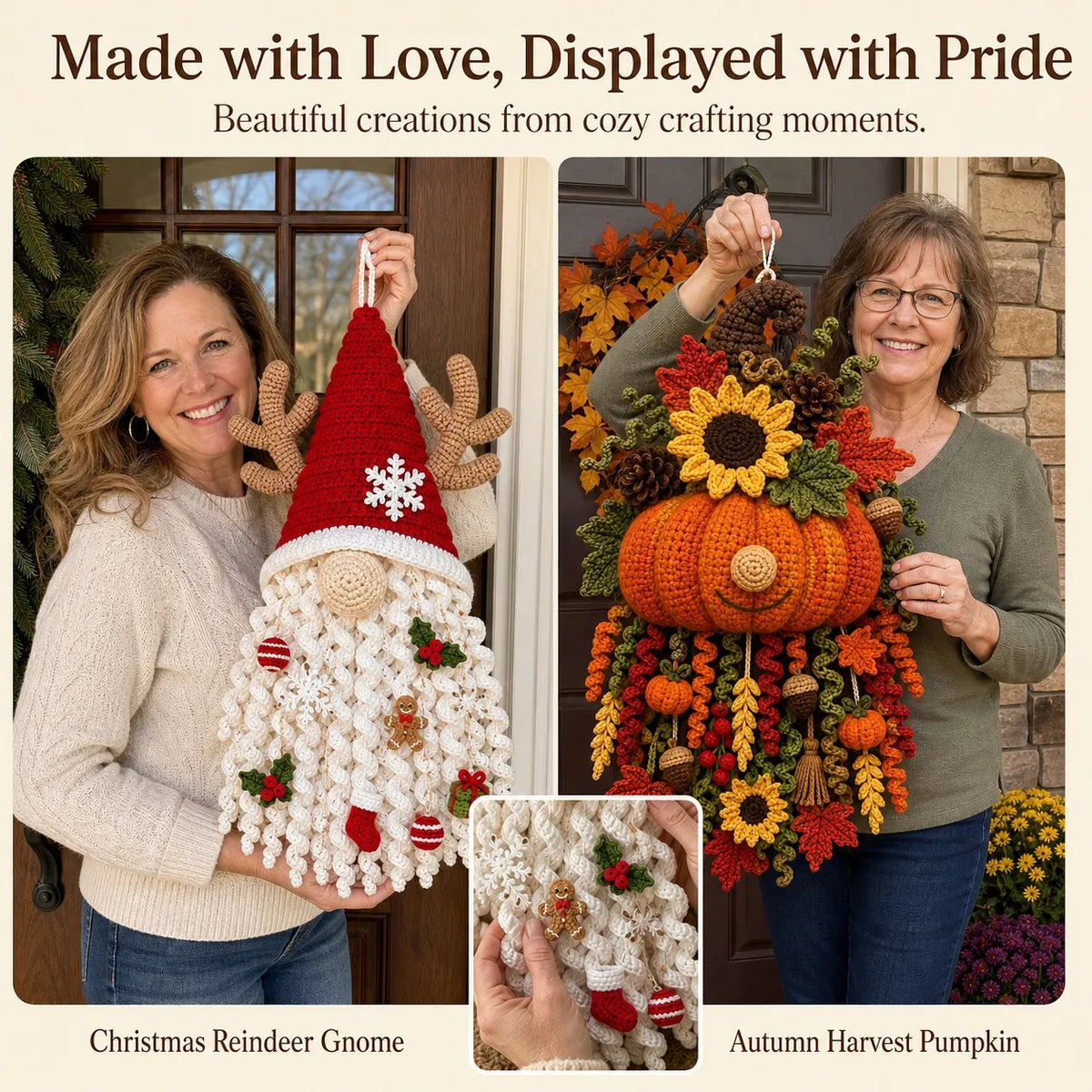 🎃Halloween Early Bird Special Sale 49% OFF-🧶 DIY Seasonal 3D Crochet Door Hanger Kit Collection | ⏳Coordinated Yarn, Filling, Accessories & Step-by-Step Instructions Included 💕