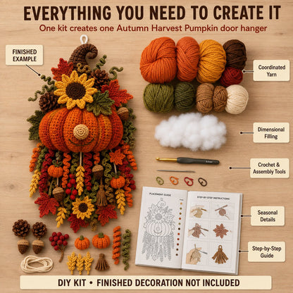 🎃Halloween Early Bird Special Sale 49% OFF-🧶 DIY Seasonal 3D Crochet Door Hanger Kit Collection | ⏳Coordinated Yarn, Filling, Accessories & Step-by-Step Instructions Included 💕