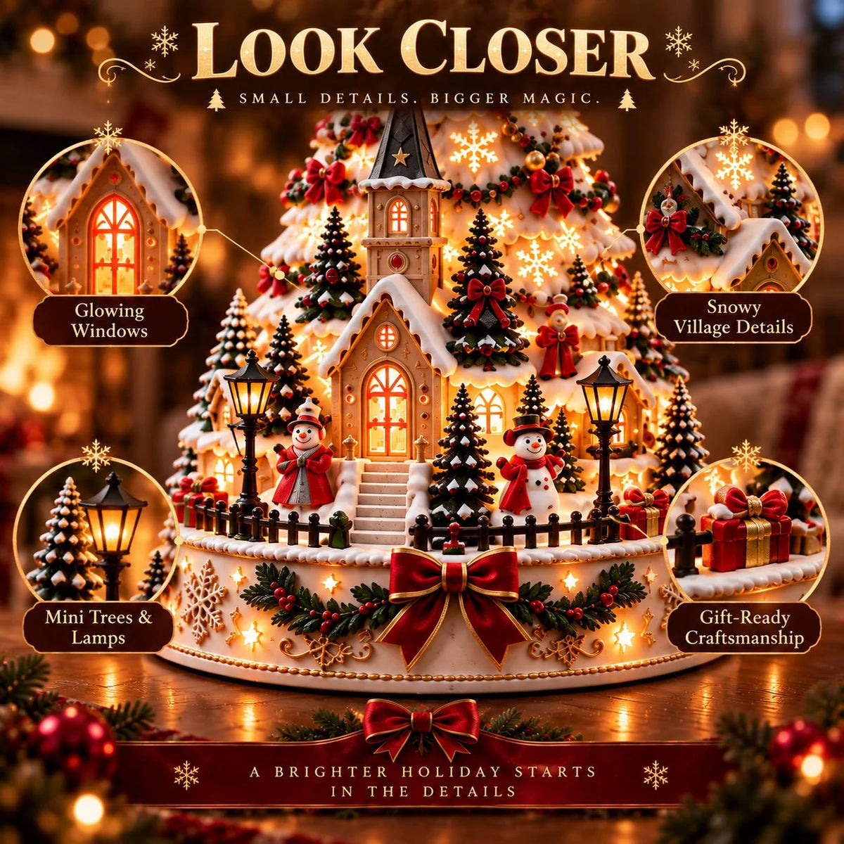 🎄Christmas Village Projection Centerpiece – 4 Themed Villages