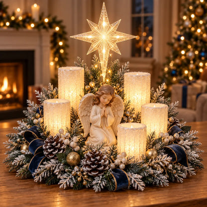 🎄 Glowing Christmas Centerpiece with Warm Flameless Candlelight ✨🕯️