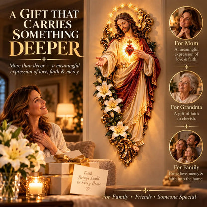 🕊️ Sacred Heart Of Jesus Lighted Wall Decor