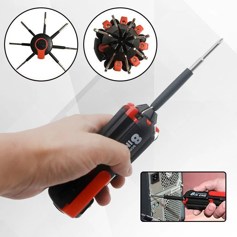 📢📢40% OFF !! ⏰ 8-in-1 Folding Screwdriver – Built-In LED Work Light & Flashlight