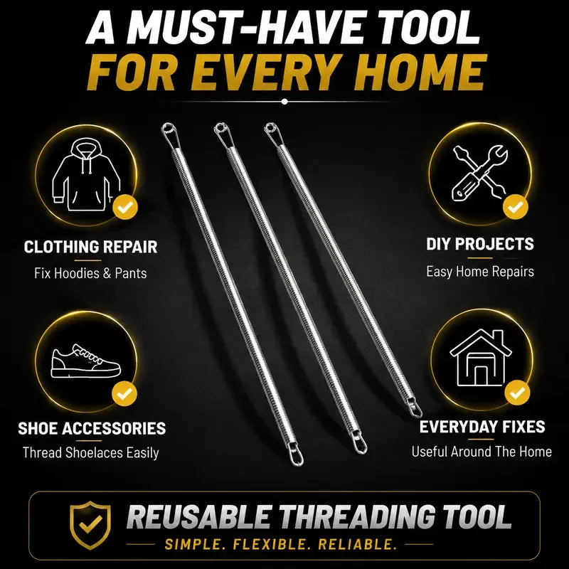 🔥49% OFF 2Pcs Flexible Drawstring Threading Tool 🧵 Bendable Metal Spring Threader for Hoodies Pants Shoelaces