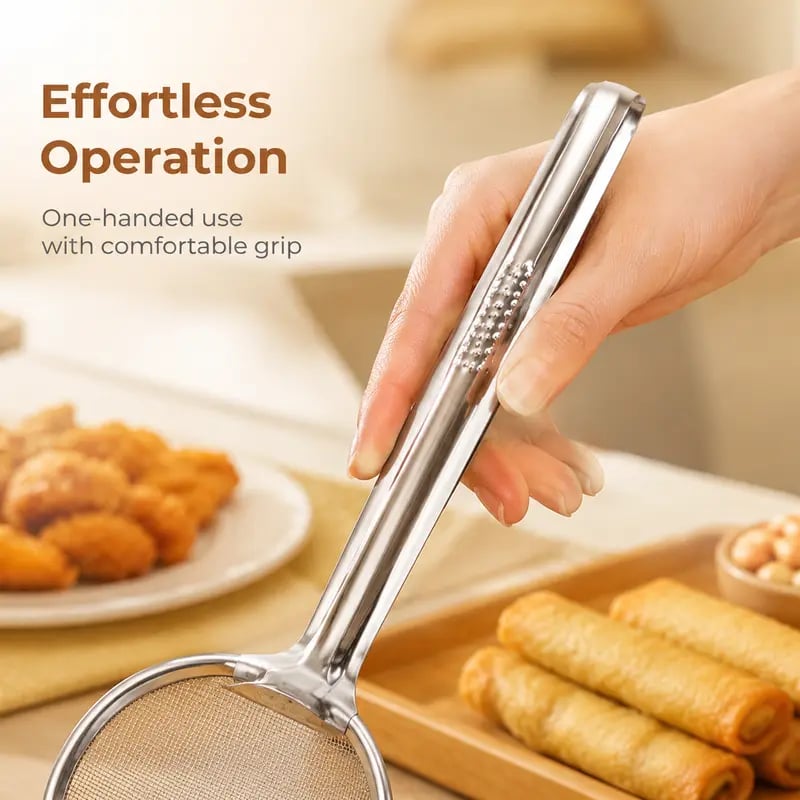 🔥 50% OFF 2-in-1 Stainless Steel Frying Filter Tongs – Clip, Drain & Serve Easily