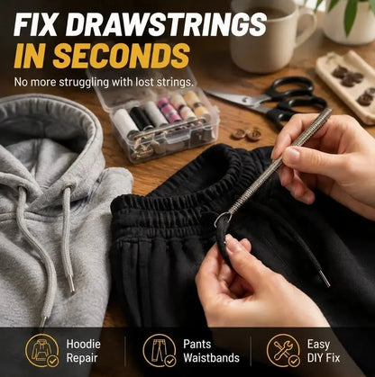 🔥49% OFF 2Pcs Flexible Drawstring Threading Tool 🧵 Bendable Metal Spring Threader for Hoodies Pants Shoelaces