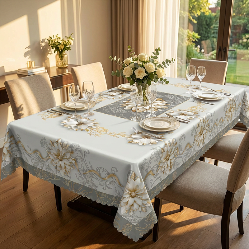 ⏳Limited-time 50% off⏰Elegant Waterproof Embossed Floral Tablecloth💮