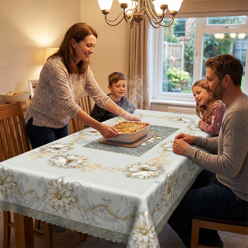 ⏳Limited-time 50% off⏰Elegant Waterproof Embossed Floral Tablecloth💮